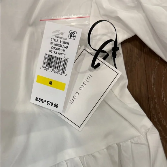 1. State Cream Short Sleeve Blouse with Button Detail - Picture 3 of 8